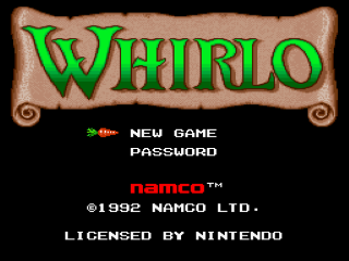 Whirlo title screen for Super Nintendo